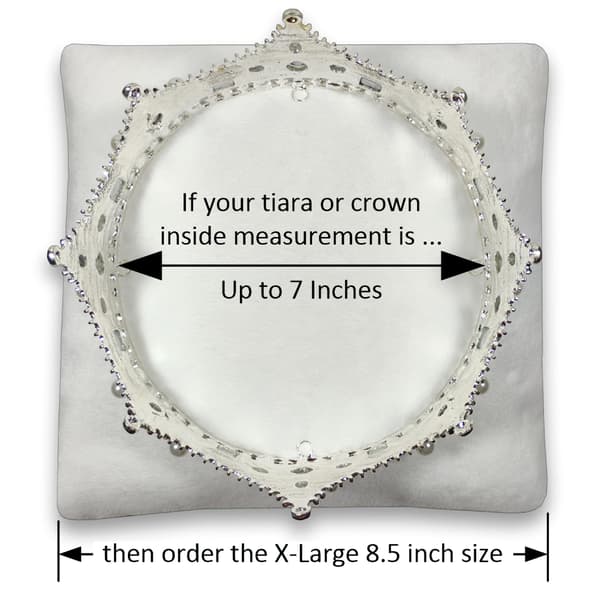 7,5\" Snehvid Velour Tiara & Krone Display Pude