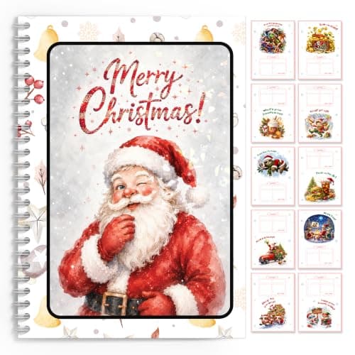 Julklappskortbok för barn, tomte glad julklappskortshållare Santa Book