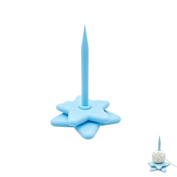 Stjernegarnholder for hekling og strikking, bærbar garnspinner (blå) Blue