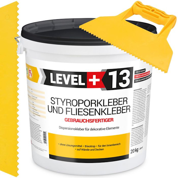 SET expanderad polystyren lim dispersion lim dekor takplattor RM13 - 20KG + triangulär tandad spatel
