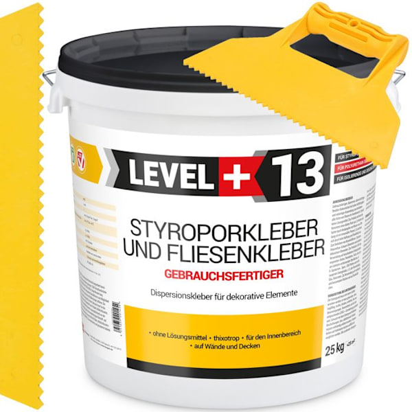 SET expanderad polystyren lim dispersionslim dekor takplattor RM13 - 25KG + triangulär tandad spatel