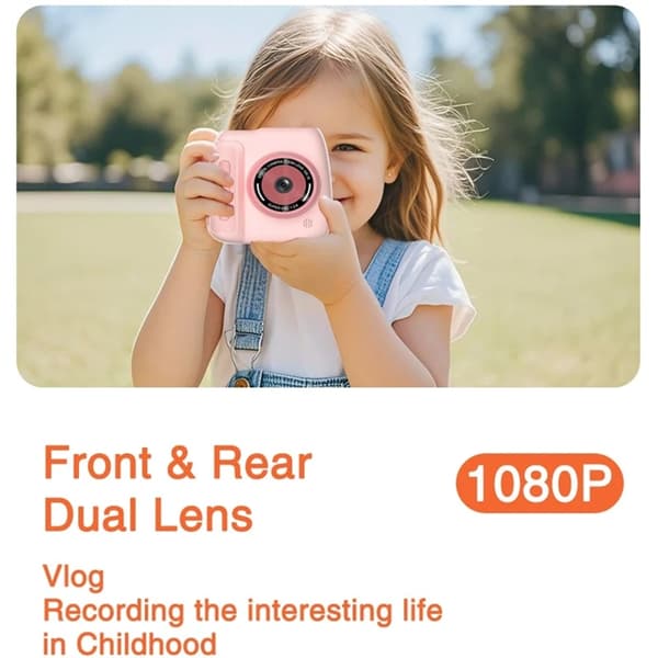 Barn Digitalkamera HD 1080P med Direktutskrift D102 - Rosa Rosa