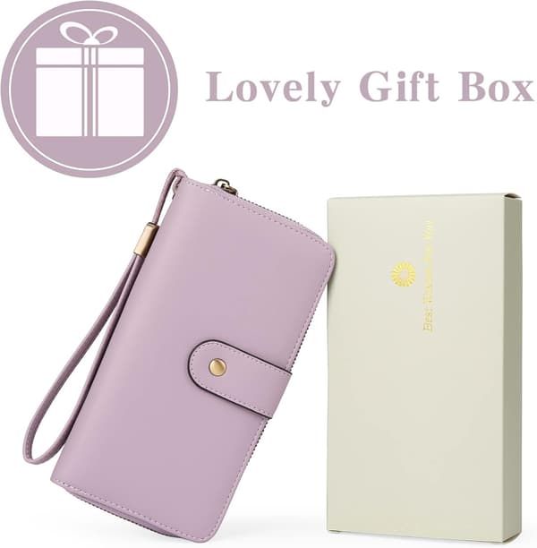 Women's Wallet RFID Blocking Leather Large Capacity Ladies Wallet with Multiple Card Slots and Zipper Pocket