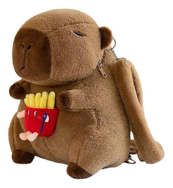 Plyschväska ryggsäck formad som capybara, plyschryggsäck E E