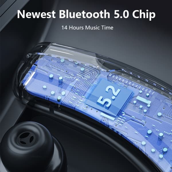 V9S Bluetooth-headset med brusreducerande hörlurar och LED-display, blått enkelöra Blått enkelöra