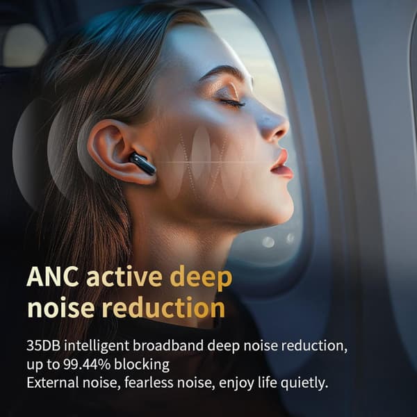 Aktiva brusreducerande hörlurar ANC med smart pekskärm för iPhone Android TWS True Wireless Bluetooth-hörlurar Vit White