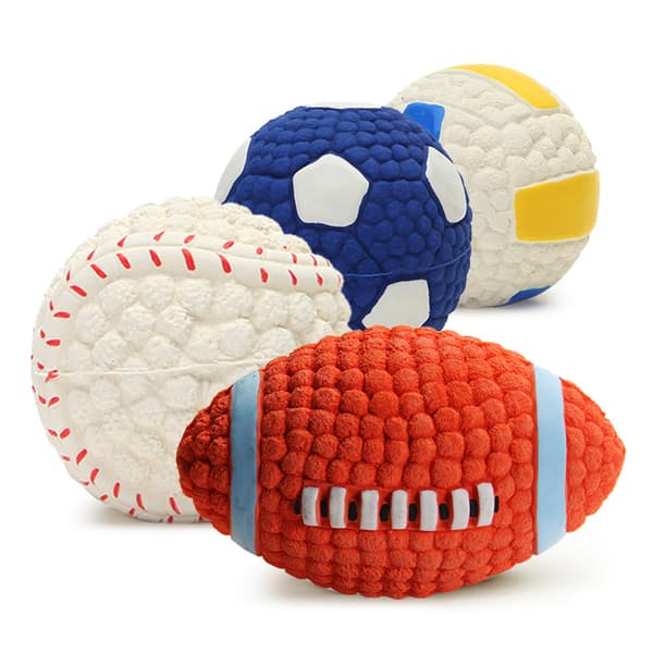 6 cm fotboll, hundleksak, tuggtålig, slipar tänder, ger ljud
