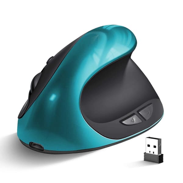 Trådlös 2.4G Ergonomisk Vertikal Mus Blå