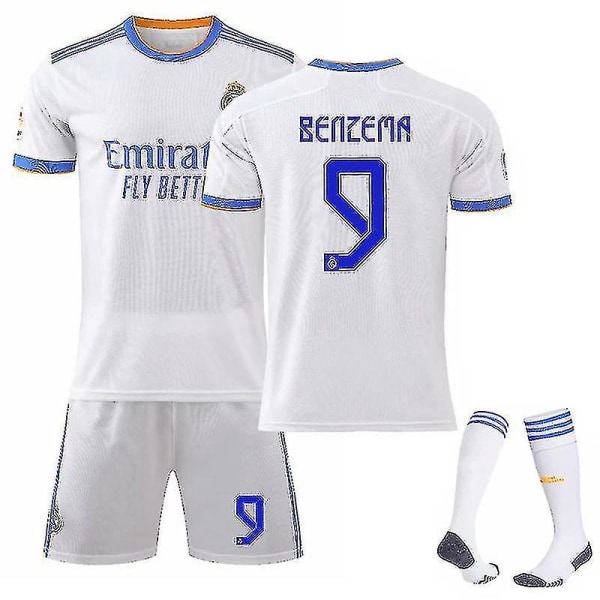 Benzema #9 Fotbollssatser Fotbollströja Hemma Real Madrid T-shirts XS(160-165CM)