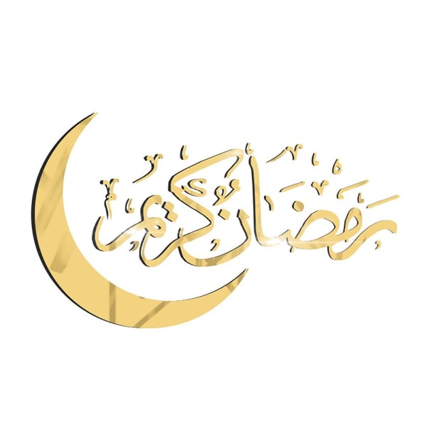 Eid Mubarak Ramadan Väggdekaler Spegel Yta Månen Dekal Gold Type 1-Type 1