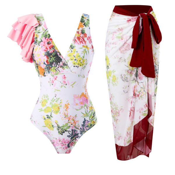 Vintage bikini dam i ett stycke baddräktsklänning i två set M