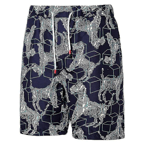 Hawaii badbyxor med resår i midjan för män Badsurfshorts Byxor Badkläder Sommarstrandbyxa Peacock Blue