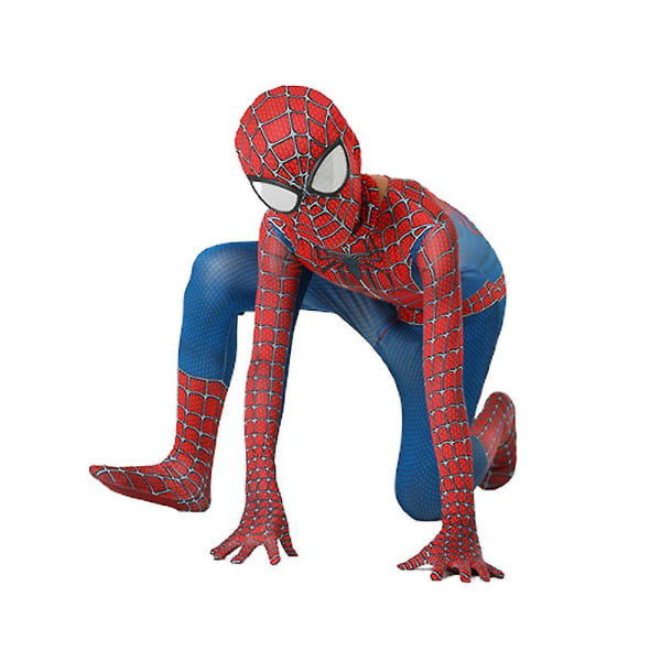 Barn Pojkar Män Spiderman Superhjälte Cosplay Kostym Jumpsuit + Mask Outfit Set Halloween Party W 150(Boy) 140(Boy)