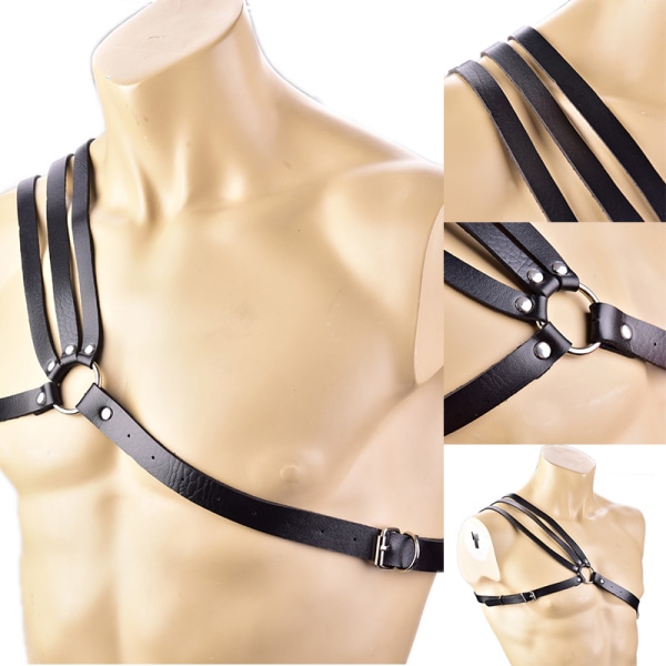 Herr konstläder underkläder sele Bondage Erotisk nit bröst Black