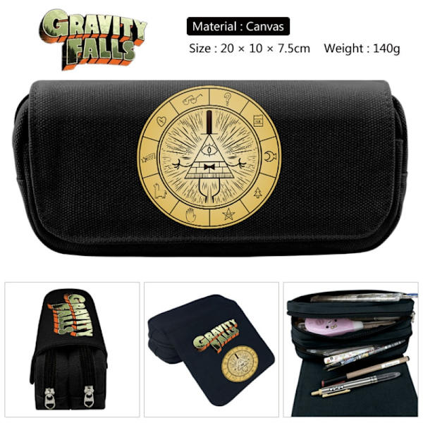 Gravity Falls kreativa canvas dubbel dragkedja tecknat student case F 1pcs