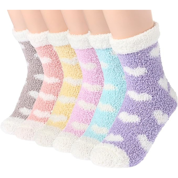 6 par Super Soft Fluffy Varm Vinter Casual Home Strumpor för tjejer