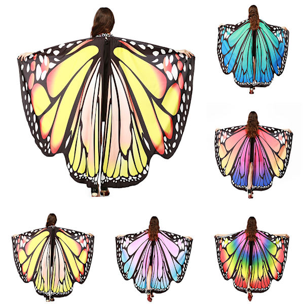 Stora fjärilsvingar Fairy Cape Halloween Dansdräkt Yellow