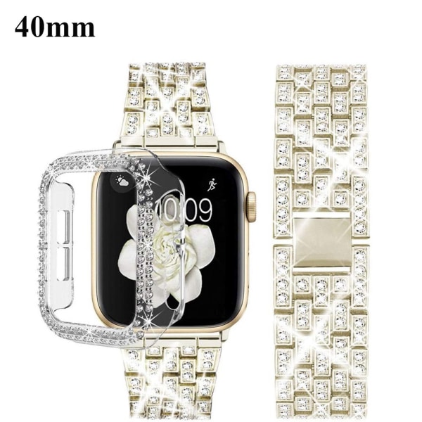 Klockarmband i metall med diamanter för Apple Watch champagne 40mm