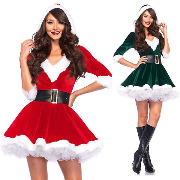 Juldräkt Cosplay Show Julklänning för kvinnor Red M XL