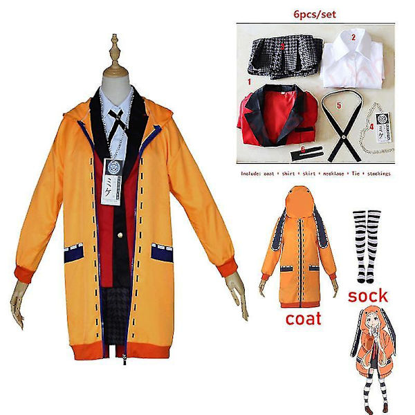 Fullt set Kakegurui Jabami Yumeko kostym Anime Gambler Yomozuki Runa Cosplay Röd Japan Sc Style 6