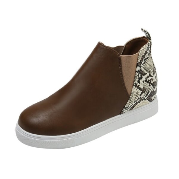 2023 nya, moderiktiga ankelboots, högtoppade platta sneakers för alla matcher Dark Khaki 42