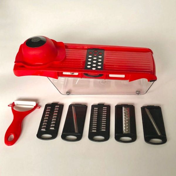 6 i 1 Slicer Julienne Cutter Grönsaksskärare Manuell Potatis Red
