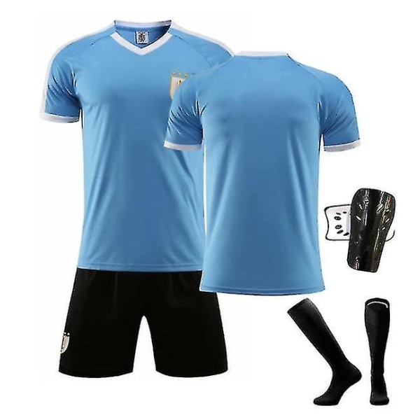 2022 Ny fotbollströja för barn 9# L.suarez 21# E.cavani Modeshorts Fotbollströjor Kostym Skyddsstrumpor/ set B Bule 28
