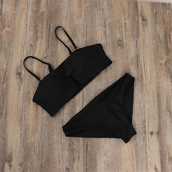 Badkläder Bikini Sexig Slitstark Elastic Fit Beach Vacation Bad black M