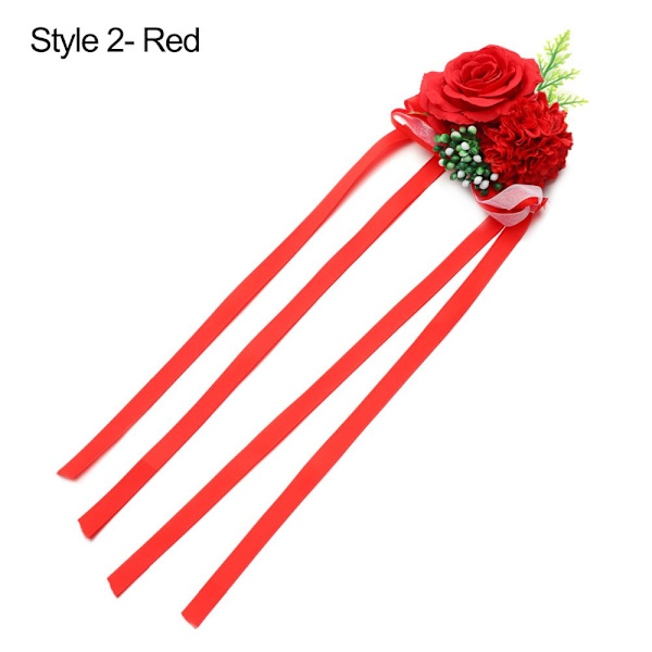 Brud handled Blomma Hand Blommor RÖD STYLE2 Red Style2
