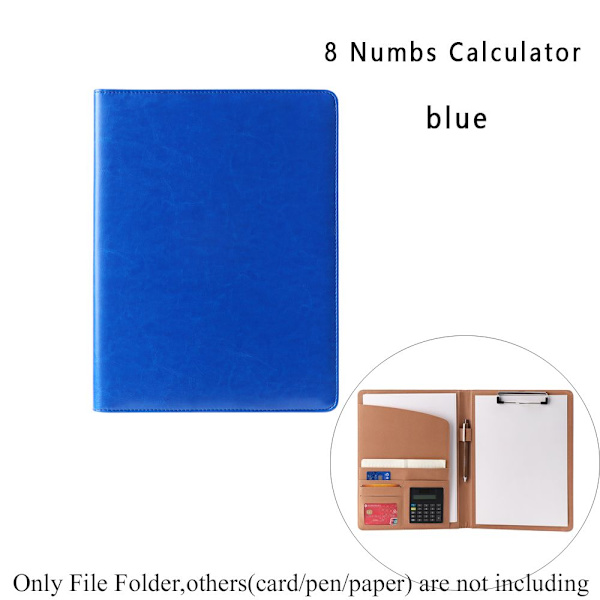 Manager Portfolio Fil Mapp Dokument Hållare BLÅ 8 NUMBS blue 8 Numbs calculator