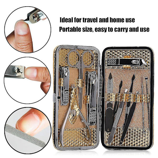 12st/ set Multifunktionell bärbar nail art set i rostfritt stål