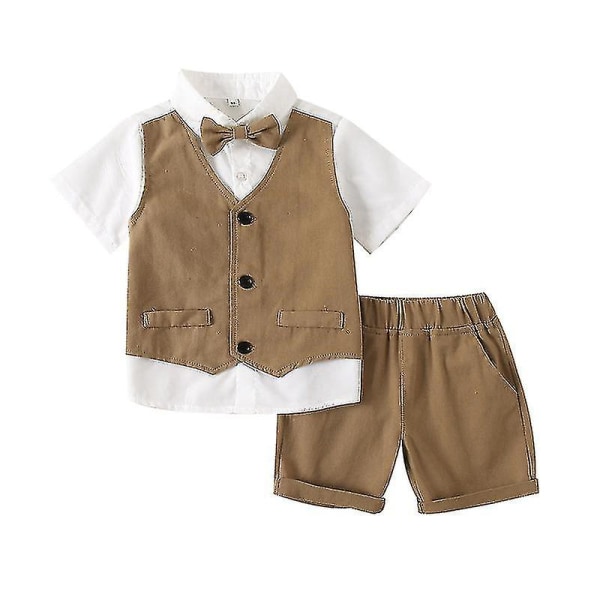 Pojkar Smoking Toddler Formella Kostymer Barns Slim Suit brown 100cm