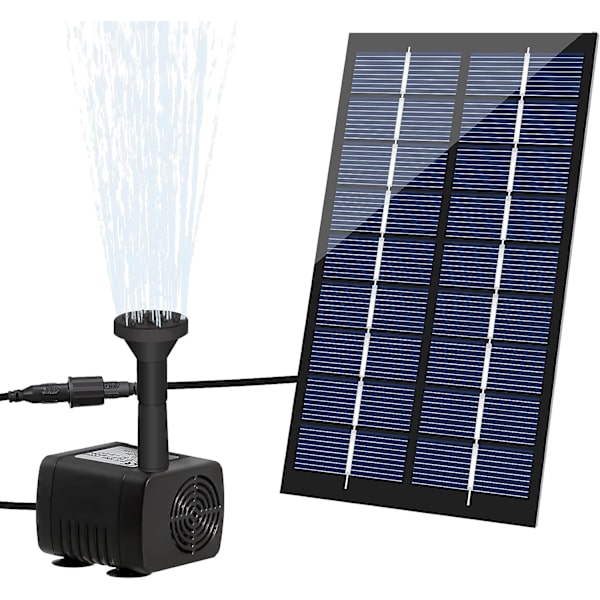 Solar fontänpump, 1,8 W 200 L/H Trädgårdsdekorationsfontän, dammpump, soldriven, stor för utomhusbruk, fågelbad, damm, akvarium