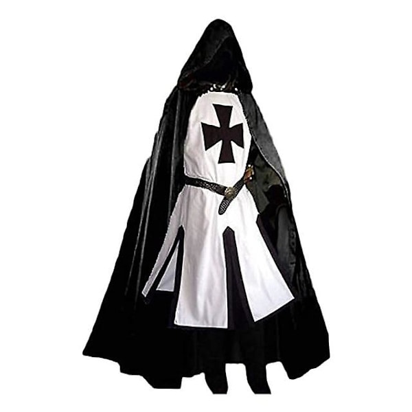 Cosplay för män medeltida Crusader Knight Templar Cosplay White 3XL