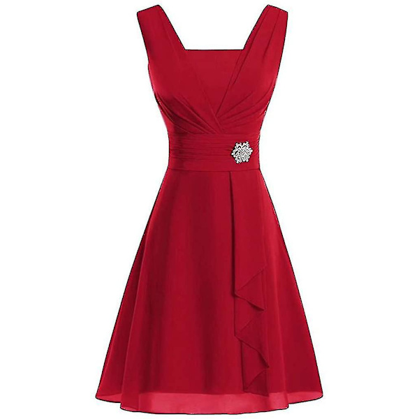 Kvinnor Vintage Scoop Neck Midi Dress Ärmlös A-Line Tank Dress Red S