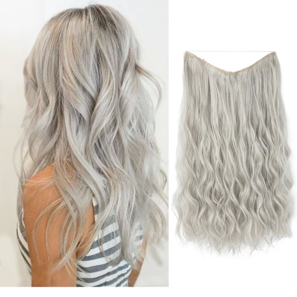 Halo Hair Extensions Osynlig tråd Vågigt lockigt långa syntetiska hårstycken för kvinnor Justerbart pannband 16-171-60 20 inch