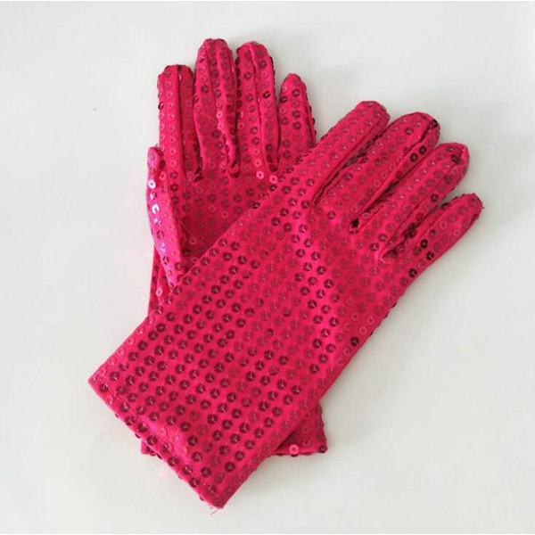 1 par Michael Jackson paljetthandskar Kvällsfest Kostym Handskar dans på dagis Barnhandskar 10 färger Rose Red kids size