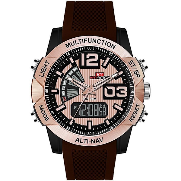 KAT-WACH KT718 Dual Display Digital Watch Chronograph Vattentät silikonrem