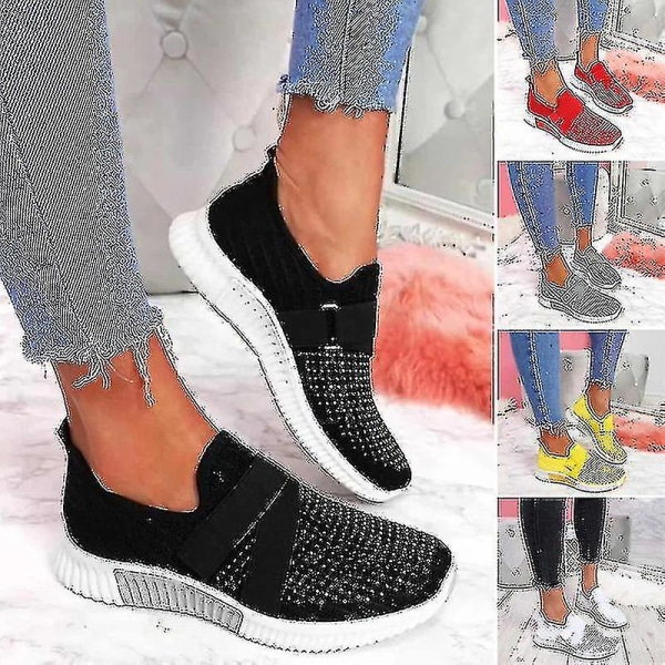 Slip-on skor med ortopedisk sula Dammode Sneakers Plattform Sneaker för kvinnor Walking Shoes Yellow 42