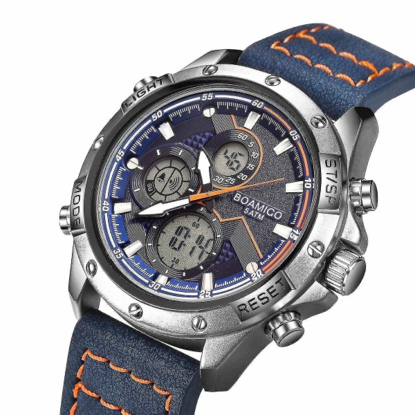 BOAMIGO F546 Två tidszoner Dual Display Watch LED-ljus Kronograf Larm Men