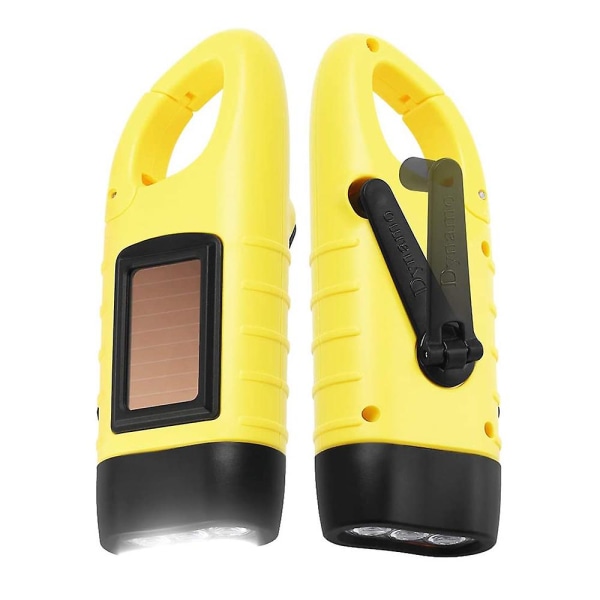 Handvev Solar Ficklampa Spänne LED Ficklampa Yellow