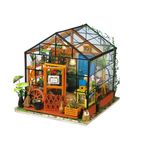 Miniatyr dockskåp gör-det-själv stuga dockhus i trä