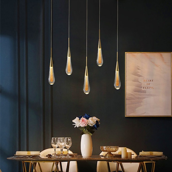 Vesipisarat Crystal Long Line LED-riippuva lamppu KAKSI PÄÄ Two heads