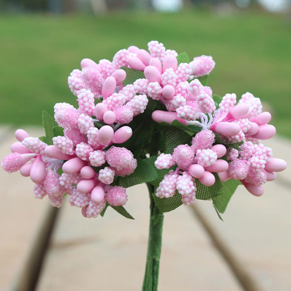 144 delar konstgjord blomma Handgjord DIY ROSA pink