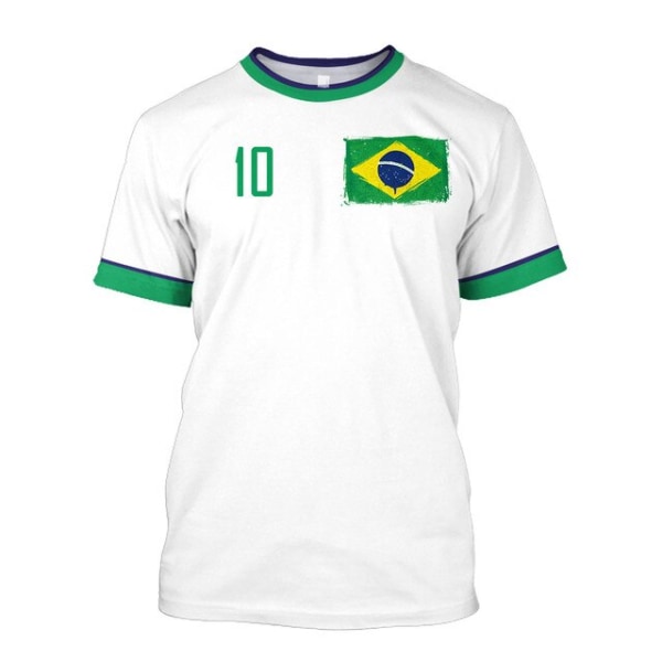 2023 T-shirt herr Brasilien Jersey 3D-grafiskt Brasilien flagga print white XXL