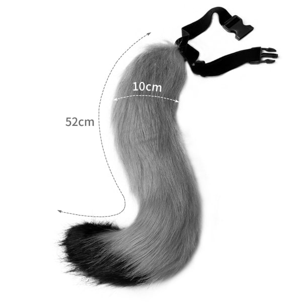 Simulering plysch räv öron pannband svans cos kläder kostym Mörkgrå Mörkgrå