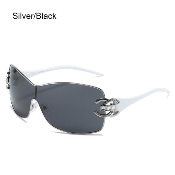 Y2K Solglasögon Wrap Around SILVER/SVART SILVER/SVART Silver/Black
