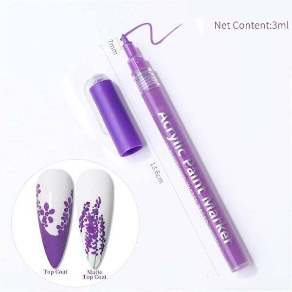 Nagellackspenna Nail Art Ritpenna LILA Purple