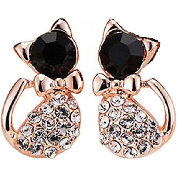 3st Crystal Cat Örhängen Söta Bow Cat Örhängen