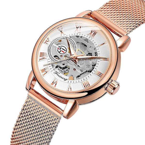 FORSINING FSL8099 Kvinna Automatisk Watch Hollow Urtavla Rostfritt stål Armband Wome